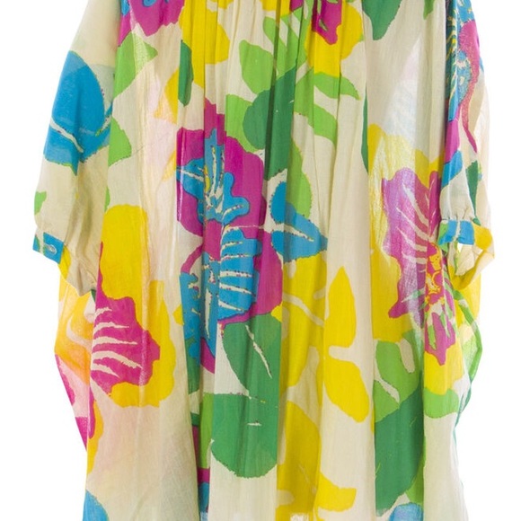 NAILA Women's Multi Floral Kaftan With Pocket MALA Size Medium - Picture 2 of 3